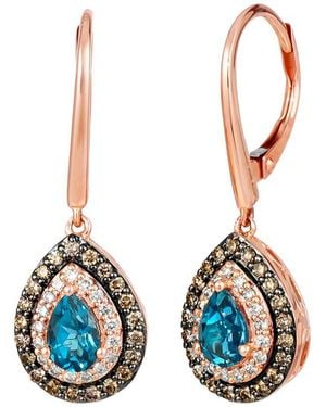 Le Vian Escape 14K Rose 1.09 Ct. Tw. Diamond & London Topaz Dangle Earrings - Blue