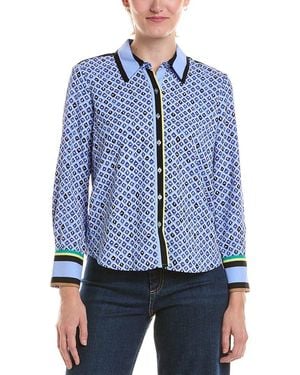 NIC+ZOE Petite Mosaic Trimmed Shirt - Blue