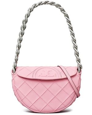 Tory Burch Fleming Soft Mini Leather Crescent Bag - Pink