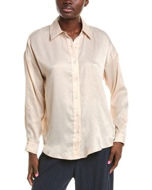 Sadie & Sage Sparkle Woven Button Front Top - Natural