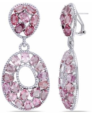 Diamond Select Cuts 14k 36.55 Ct. Tw. Diamond & Pink Tourmaline Earrings