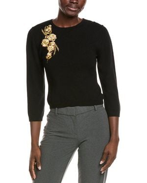 Kay Unger Bethany Embellished Wool Sweater - Black