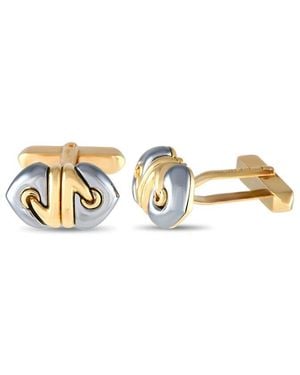 BVLGARI Doppio 18K Hematite Cufflinks (Authentic Pre-Loved) - White