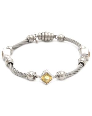 Gemstones Steel 2.75 Ct. Tw. Diamond & Citrine Bracelet - Metallic