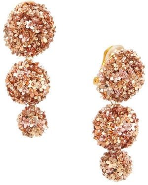 Oscar de la Renta Triple Pompom Earrings - Metallic