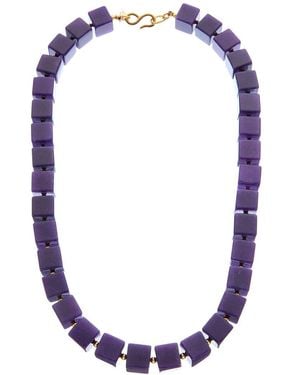 Kenneth Jay Lane Plated Beaded Square Necklace - Blue
