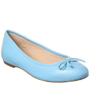 French Sole Emerald Leather Flat - Blue