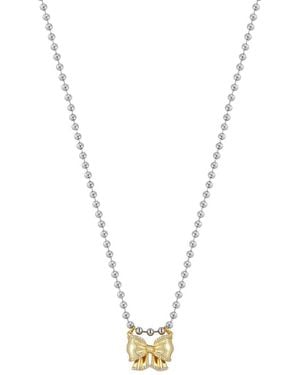 Chloe and Madison Jewellery Plated Cz Bow Necklace - Metallic