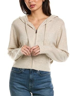 Brodie Cashmere Cropped Zip Up Wool & Cashmere-Blend Hoodie - Natural