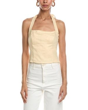 REVERIEE Linen Halter Neck Top - White