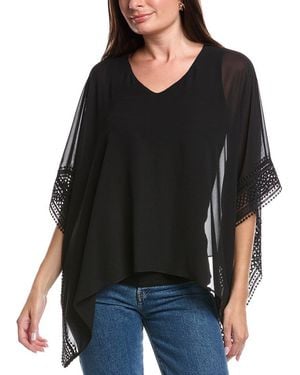 Joseph Ribkoff Lace Trim Poncho Top - Black