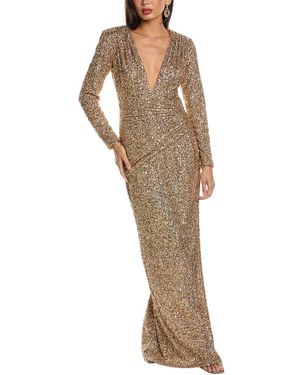 SHO by Tadashi Shoji Embroidered Gown - Natural