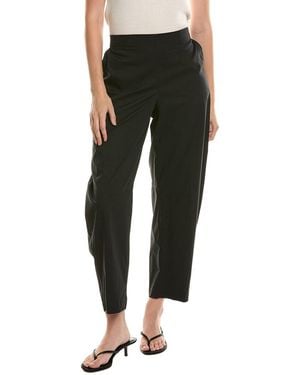 Anne Klein Pull-On Barrel Leg Poplin Pant - Black