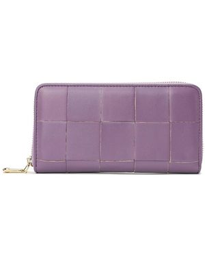 Tiffany & Fred Paris Top-Grain Woven Leather Wallet - Purple