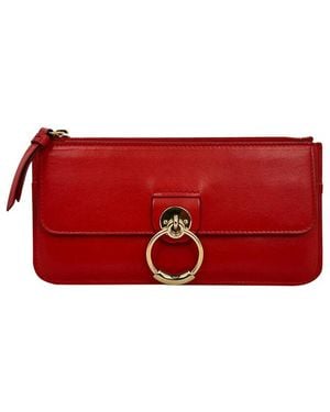 Chloé Leather Tess Zipped Long Wallet (Authentic Pre-Loved) - Red