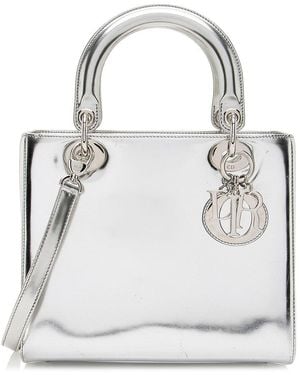 Dior Patent Leather Medium Lady (Authentic Pre-Loved) - Grey