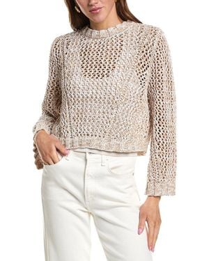 Kenneth Cole Two-Tone Open Stitch Pullover - White