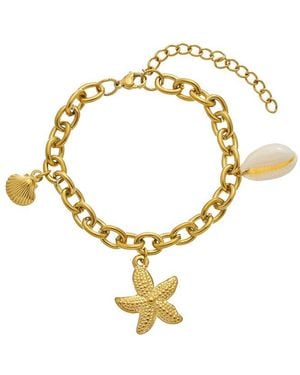 Adornia 18K Plated Stainless Steel Tarnish-Resistant Beach Charm Bracelet - Metallic