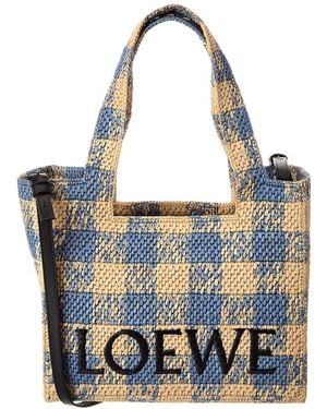 Loewe Font Raffia Tote - Blue
