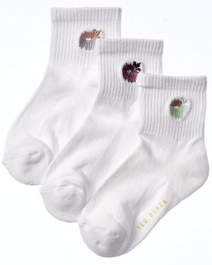 Ted Baker Set Of 3 Quarter Crew Sock - White