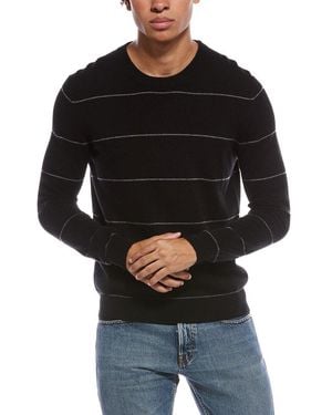 Amicale Cashmere Tonal Stripe Cashmere Crewneck Jumper - Black