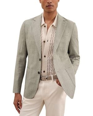 Reiss Stack Notch Texture Wool-Blend Formal Jacket - Natural