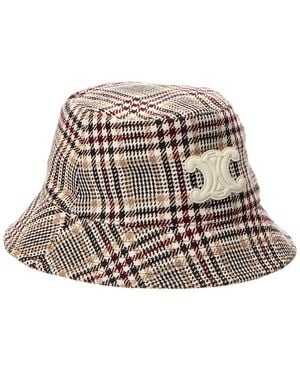Celine Triomphe Bob Princes Of Wales Wool-Blend Hat - Brown