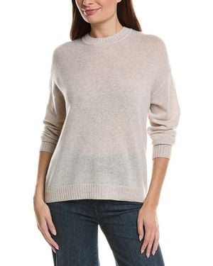 Hannah Rose Basic Crewneck 100% Cashmere Sweater - Gray