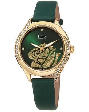 Burgi Burgi Leather Diamond Watch - Metallic