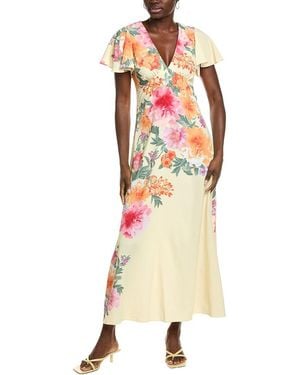 Maison Tara Satin Crepe Maxi Dress - Yellow