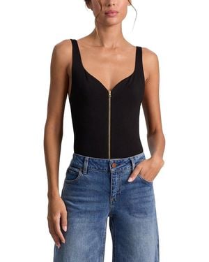 Alice + Olivia Eve Zip Front Bodysuit - Black