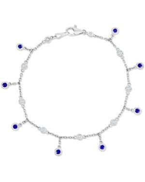 Jewels by Viomo 14K 0.88 Ct. Tw. Diamond & Sapphire By The Yard Dangle Bracelet - White