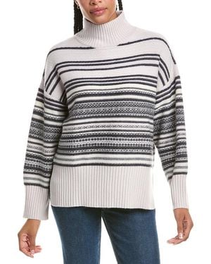 N.Peal Cashmere Fairisle Mock Neck Cashmere-Blend Jumper - Grey