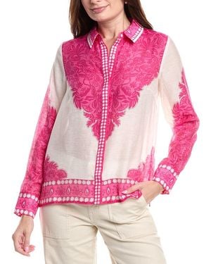 Lilly Pulitzer Kiran Linen-Blend Button Top - Pink