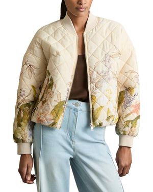 Reiss Nina Print Printed Bomber Jacket - Natural