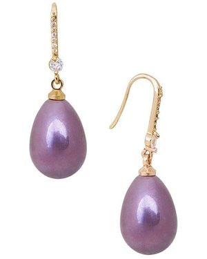 Saachi Coloured Pearl Dangle Earrings - Purple