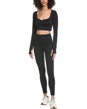 Marion 2pc Cropped Top & Yoga Legging Set - Black