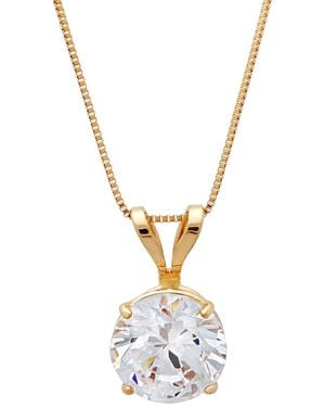 MaxColor 14K Cz Pendant Necklace - Metallic