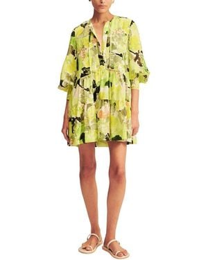 Shona Joy Roscoe Tiered Linen-Blend Mini Dress - Yellow