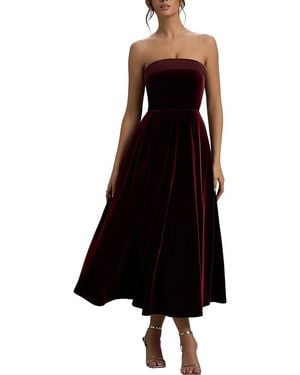AMINA GLAM Solid Midi Dress - Black