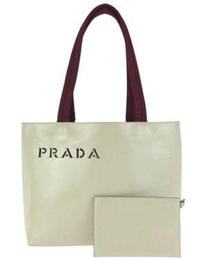 Prada Logo Shoulder Tote (Authentic Pre-Loved) - Metallic