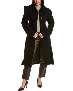 Sea Anita Eyelet Wool-blend Coat - Black