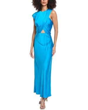 Sandro Silk-Blend Maxi Dress - Blue
