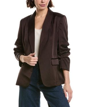 Tahari Shawl Collar Scrunch Sleeve Blazer - Black
