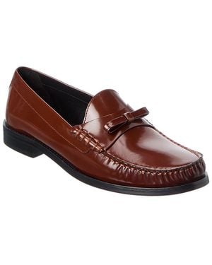 Stuart Weitzman Lottie Bow Leather Loafer - Brown