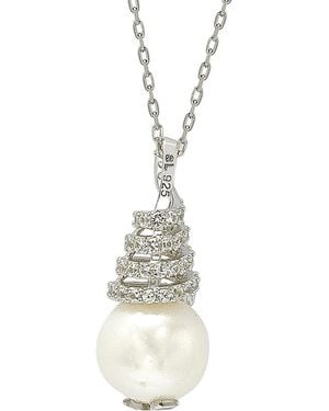 Suzy Levian Silver 0.62 Ct. Tw. Sapphire & 10mm Pearl Necklace - White