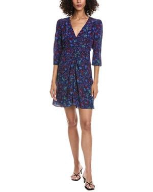 The Kooples New Feathers Silk Mini Dress - Blue
