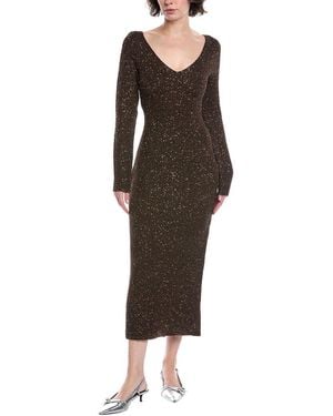 Lela Rose Sequin Midi Sweaterdress - Brown