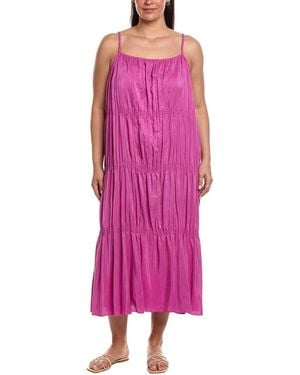 Eileen Fisher Smocked Silk Dress - Pink