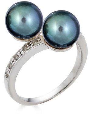 Belpearl Silver 8mm Pearl Cz Ring - Multicolour
